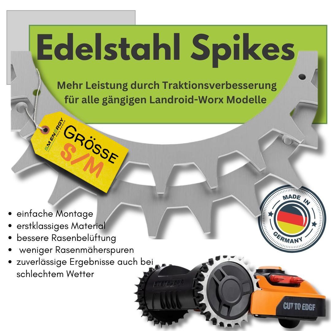 Oniissy Edelstahl-Spikes Für WORX Mähroboter – Traktionsverbesserung, Inkl. Schrauben, Für Besseren Halt Auf Steigungen