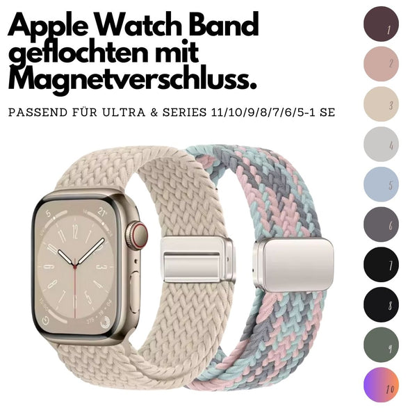 Apple Watch geflochten Armband Ultra / Ultra 2 / Ultra 3 und Series 11/10/9/8/7/6/5/4/3/2/1 & SE mit Magnet
