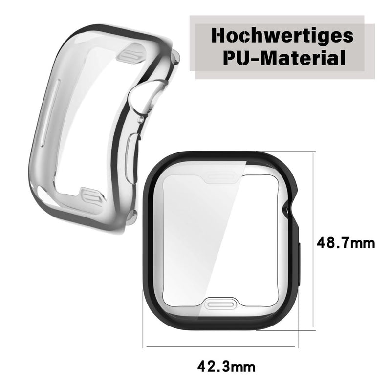 Schutzhülle mit 9H Glas / Silikon für Apple Watch Series 10 / 11  Cover 42mm 46mm