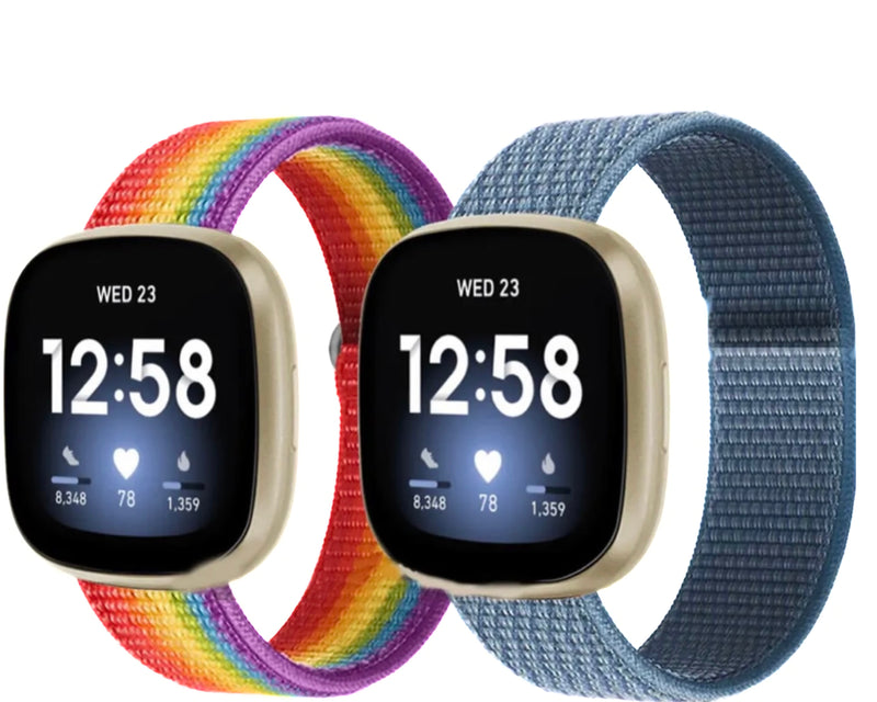 Fitbit Versa 4 Sense 2 Nylon Armband mit Klettverschluss