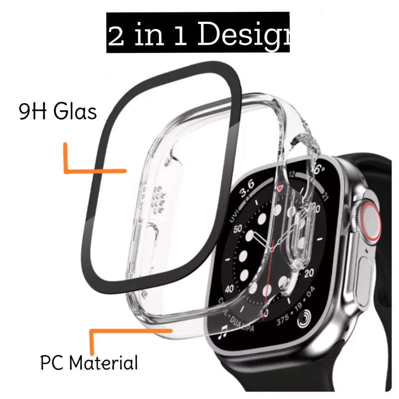 Schutzhülle mit Glas für Apple Watch Series 6 / 7 / 8 / 9 Case 9H Glas 45mm 44mm