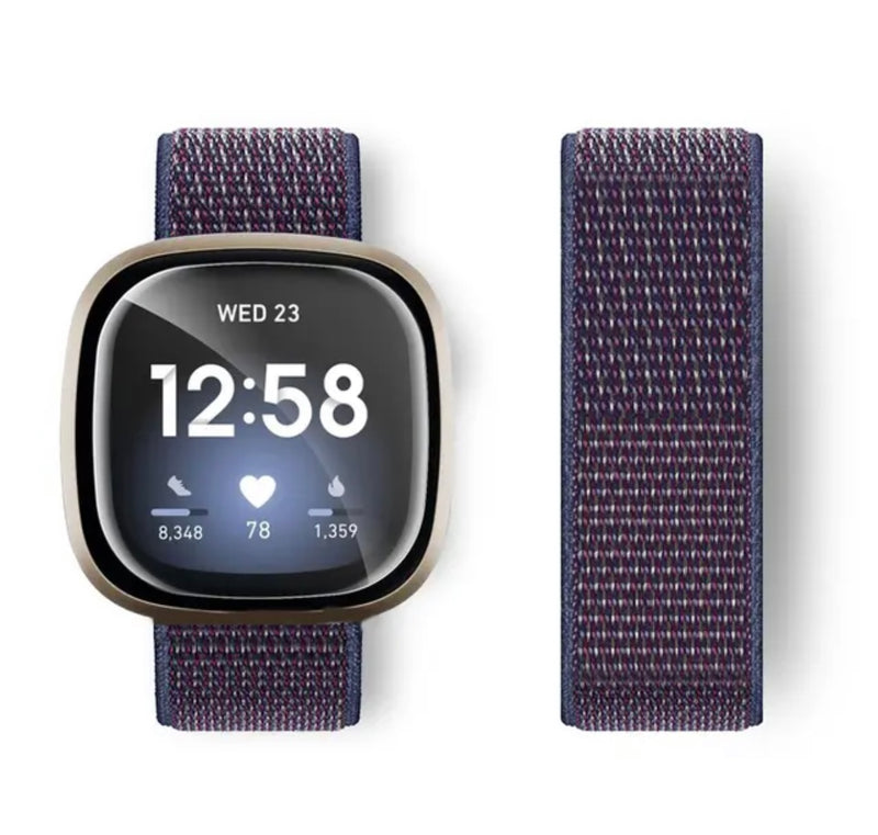 Fitbit Versa 4 Sense 2 Nylon Armband mit Klettverschluss