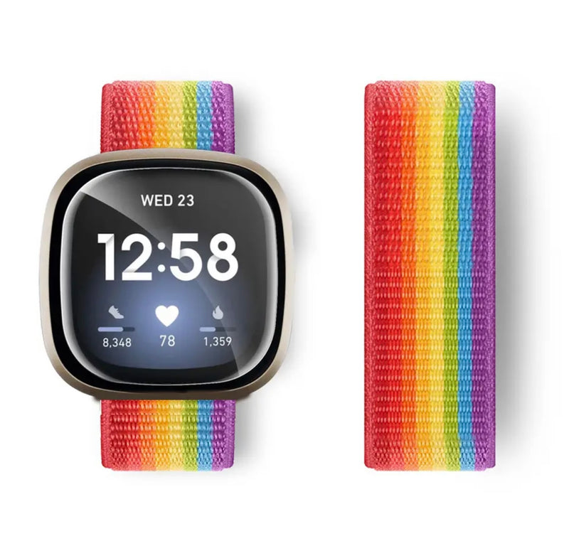 Fitbit Versa 4 Sense 2 Nylon Armband mit Klettverschluss