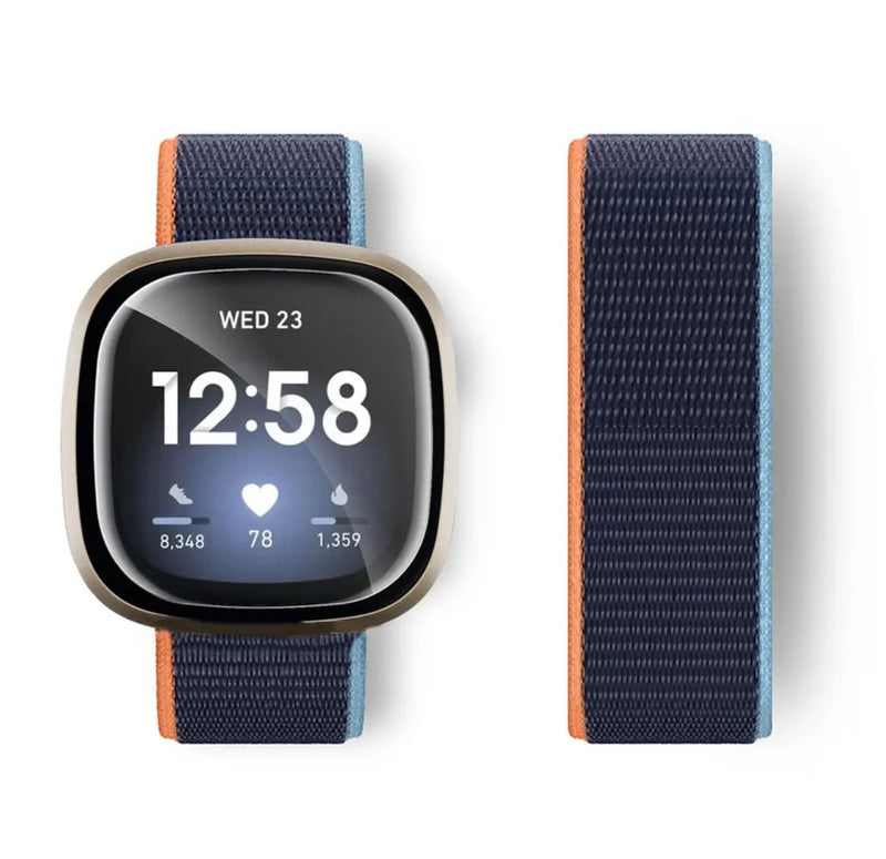 Fitbit Versa 4 Sense 2 Nylon Armband mit Klettverschluss