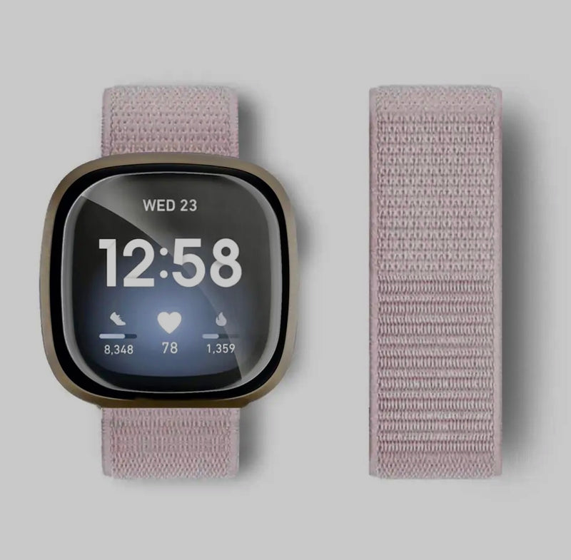 Fitbit Versa 4 Sense 2 Nylon Armband mit Klettverschluss