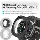 Samsung Galaxy Watch Ultra 47mm Schutzhülle mit 9H Hartglas – Stoßfeste PC Case Cover Full Protection (Schwarz/Transparent)