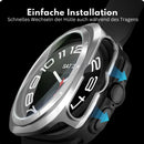 Samsung Galaxy Watch Ultra 47mm Schutzhülle mit 9H Hartglas – Stoßfeste PC Case Cover Full Protection (Schwarz/Transparent)