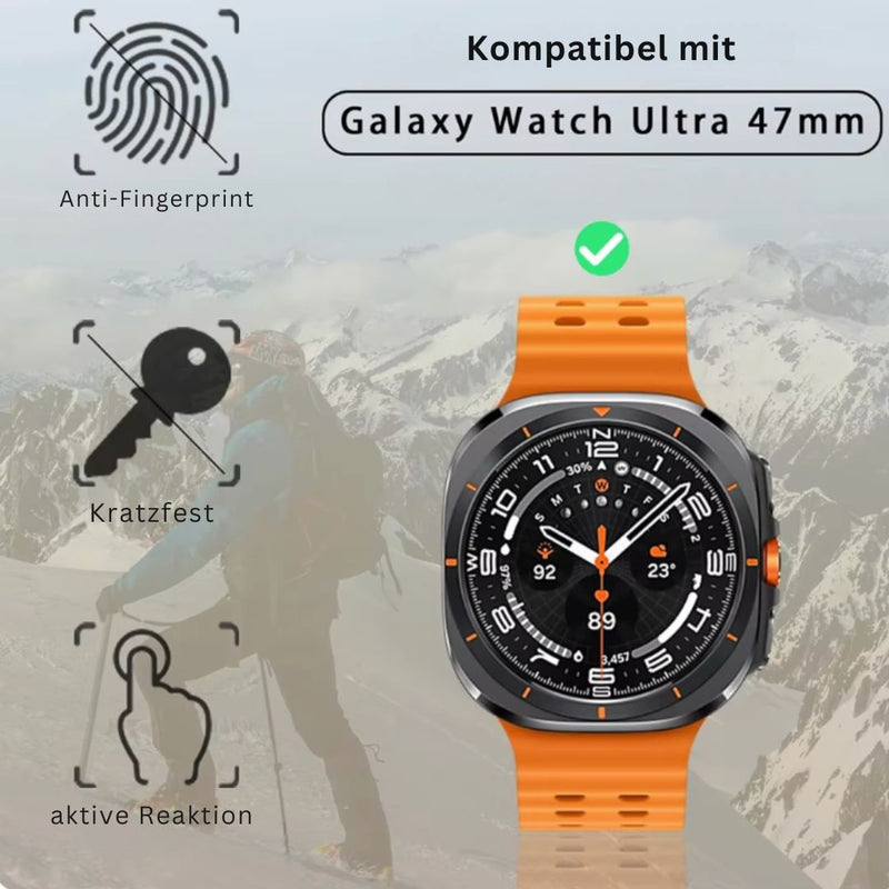 Schutzhülle für Samsung Galaxy Watch Ultra 47mm 9H Glas Cover Schutzglas