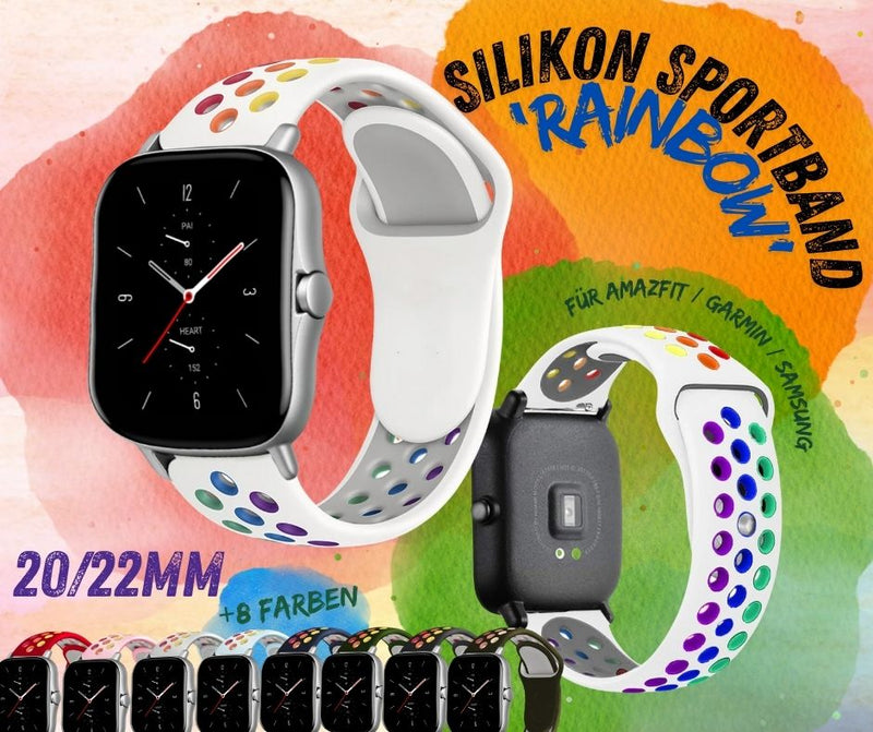 Armband Silikon Rainbow für Xiaomi Huami Amazfit Watch Samsung Huawei