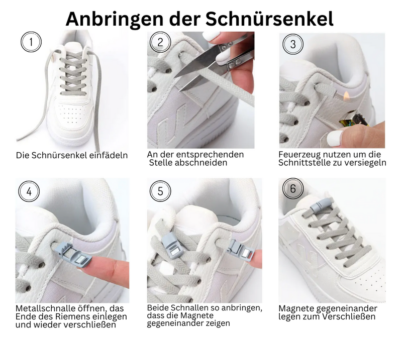 Elastische Schnürsenkel mit Schnellverschluss mit Magnet nie wieder Schuhe binden