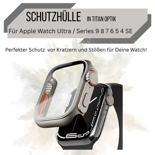 Schutzhülle mit Glas für Apple Watch Series 6 / 7 / 8 / 9 Case 9H Glas 45mm 44mm 49mm