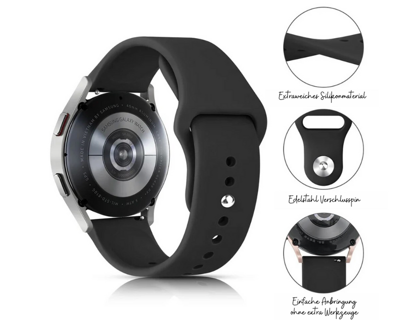 Silikon Armband classic für Amazfit Huawei Samsung Garmin u.a. 20mm 22mm