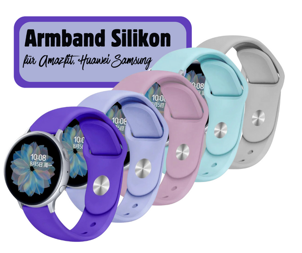 Silikon Armband classic für Amazfit Huawei Samsung Garmin u.a. 20mm 22mm