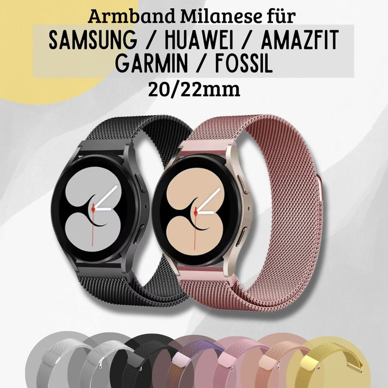 Milanese Loop Armband mit Magnet für Huawei Garmin Amazfit Samsung Watch 20mm 22mm