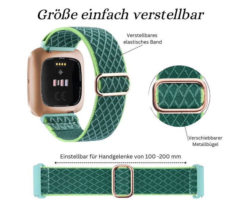 Armband elastisch für Fitbit Versa und Versa 2 Nylon Loop