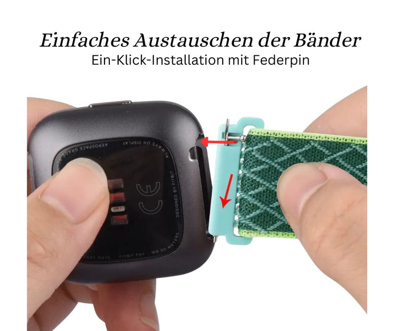 Armband elastisch für Fitbit Versa und Versa 2 Nylon Loop