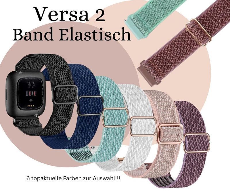 Armband elastisch für Fitbit Versa und Versa 2 Nylon Loop