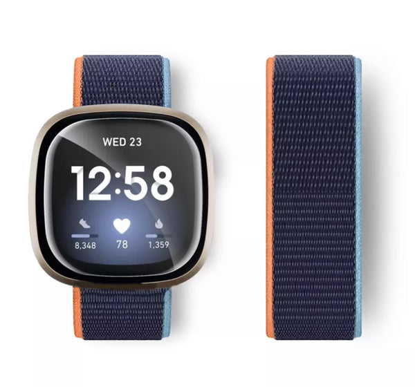 Fitbit Versa 3 Sense Nylon Loop Armband mit Klettverschluss