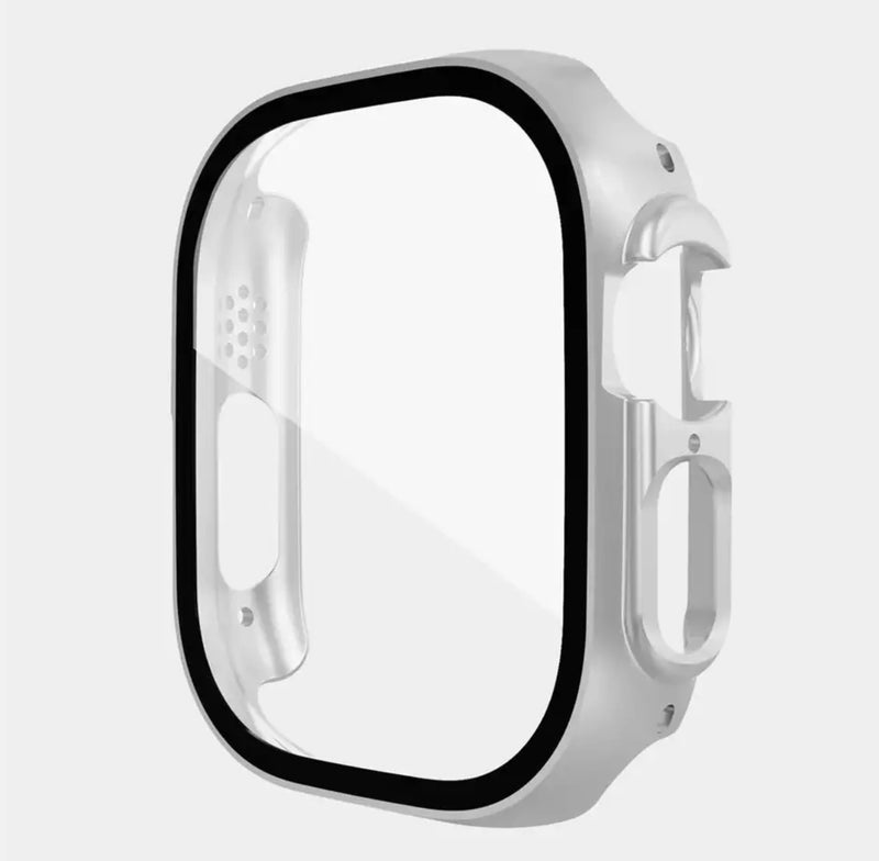 Schutzhülle mit Glas für Apple Watch Series 7 / 8 / 9 / 10 Ultra / Ultra 2 Case 9H Glas 41 42 44 45 46 49mm