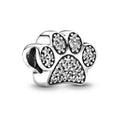 Charms Anhänger Hunde Pfote Pavé 925er Silber kompatibel mit Pandora