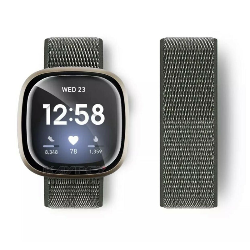 Für Fitbit Versa 3 u. Sense Armband Nylon Loop 