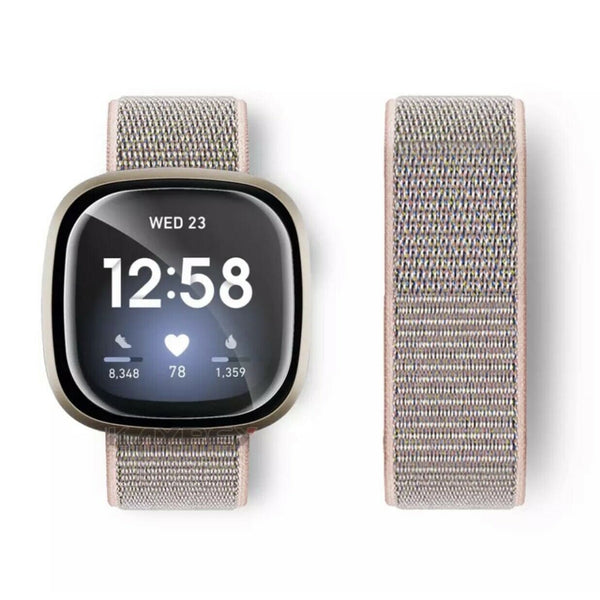 Für Fitbit Versa 3 u. Sense Armband Nylon Loop 