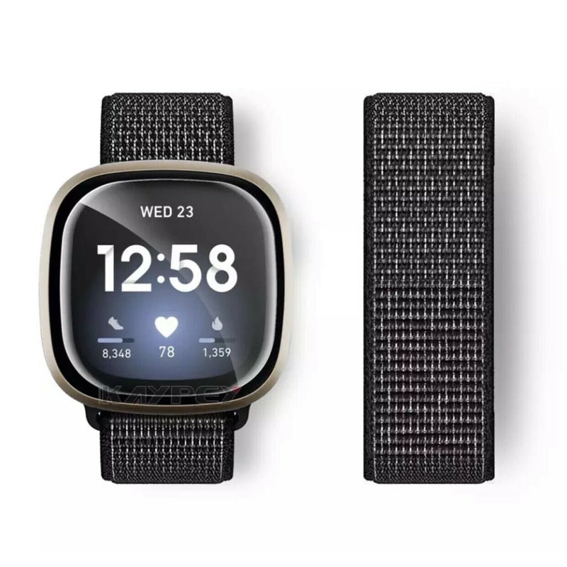 Für Fitbit Versa 3 u. Sense Armband Nylon Loop 