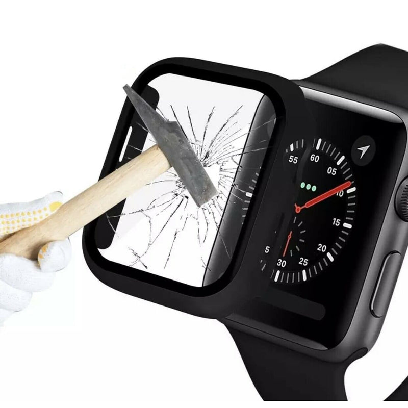 Für Apple Watch 4/5/6/SE Schutzhülle Glas schwarz ⭐️ PC 